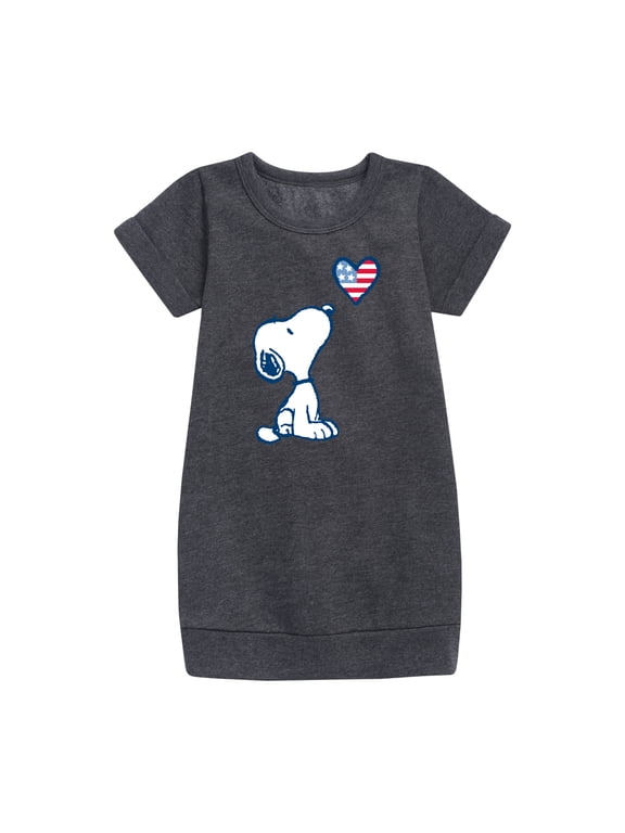 - Snoopy Flag Heart - Toddler & Youth Girls Fleece Dress