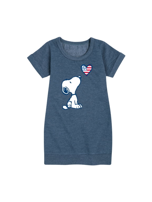 - Snoopy Flag Heart - Toddler & Youth Girls Fleece Dress