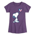 thumbnail image 1 of Peanuts - Snoopy Flag Heart - Toddler & Youth Girls Short Sleeve Graphic T-Shirt, 1 of 5