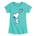thumbnail image 1 of Peanuts - Snoopy Flag Heart - Toddler & Youth Girls Short Sleeve Graphic T-Shirt, 1 of 5