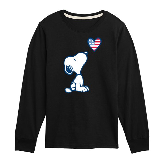 Peanuts - Snoopy Flag Heart - Toddler & Youth Long Sleeve Graphic T-Shirt
