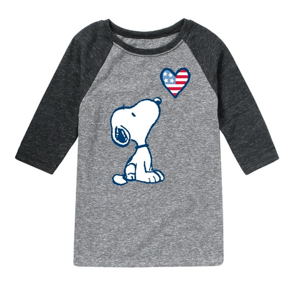 Peanuts - Snoopy Flag Heart - Toddler & Youth Raglan Graphic T-Shirt