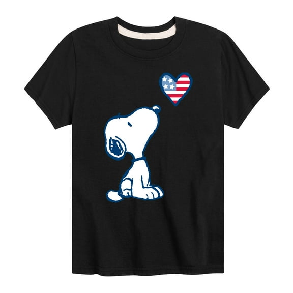 Peanuts - Snoopy Flag Heart - Toddler & Youth Short Sleeve Graphic T-Shirt