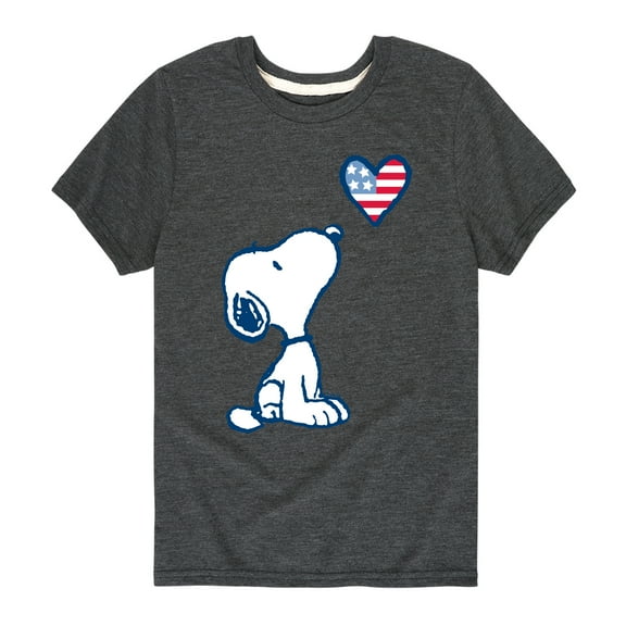 Peanuts - Snoopy Flag Heart - Toddler & Youth Short Sleeve Graphic T-Shirt