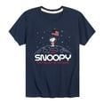 thumbnail image 1 of Peanuts - Snoopy Flag Moon - Toddler And Youth Short Sleeve Graphic T-Shirt, 1 of 5