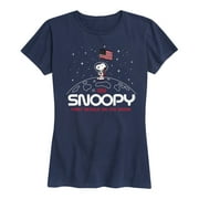 Peanuts - Snoopy Flag Moon - Women's Short Sleeve Graphic T-Shirt