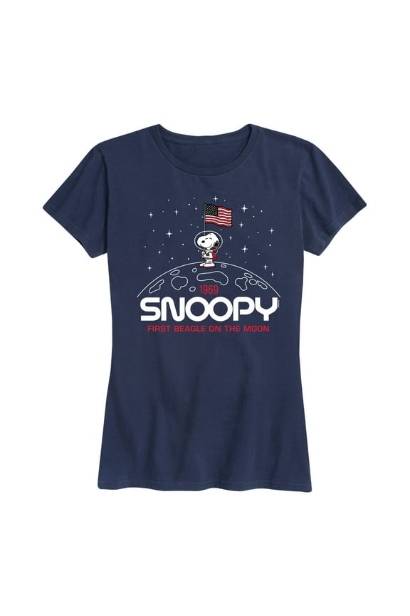 - Snoopy Flag Moon - Women's Short Sleeve Graphic T-Shirt