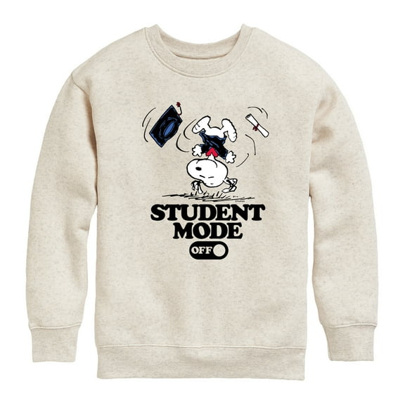 Peanuts - Snoopy Flipping - Student Mode Off - Toddler & Youth Crewneck Fleece Sweatshirt