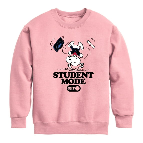 Peanuts - Snoopy Flipping - Student Mode Off - Toddler & Youth Crewneck Fleece Sweatshirt