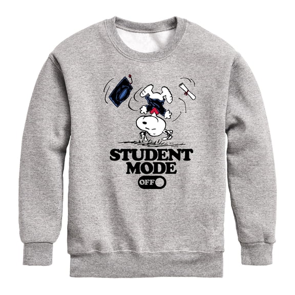 Peanuts - Snoopy Flipping - Student Mode Off - Toddler & Youth Crewneck Fleece Sweatshirt