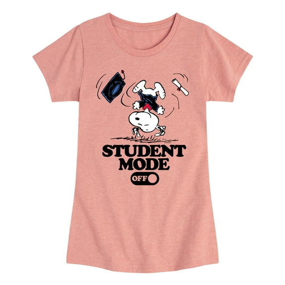 Peanuts - Snoopy Flipping - Student Mode Off - Toddler & Youth Girls Short Sleeve Graphic T-Shirt