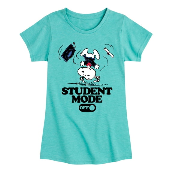 Peanuts - Snoopy Flipping - Student Mode Off - Toddler & Youth Girls Short Sleeve Graphic T-Shirt