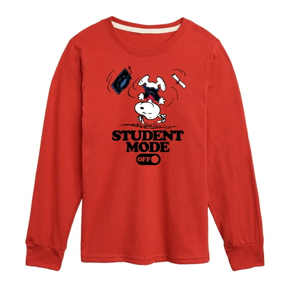 Peanuts - Snoopy Flipping - Student Mode Off - Toddler & Youth Long Sleeve Graphic T-Shirt