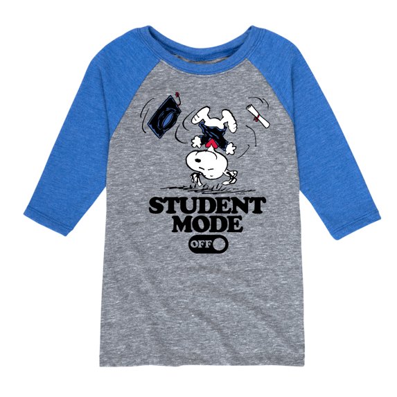 Peanuts - Snoopy Flipping - Student Mode Off - Toddler & Youth Raglan Graphic T-Shirt