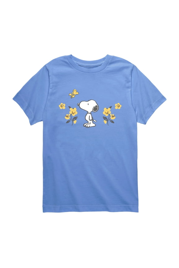 - Snoopy Floral - Youth Boys Short Sleeve Graphic T-Shirt