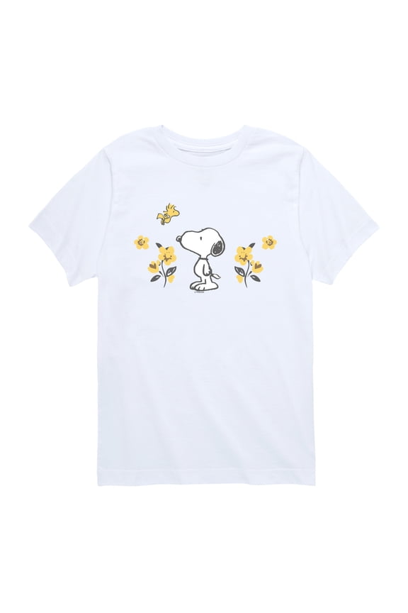 - Snoopy Floral - Youth Boys Short Sleeve Graphic T-Shirt