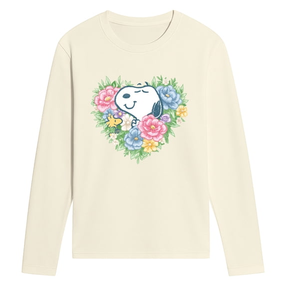 Peanuts - Snoopy Flower Heart Long Sleeve Graphic T-Shirt