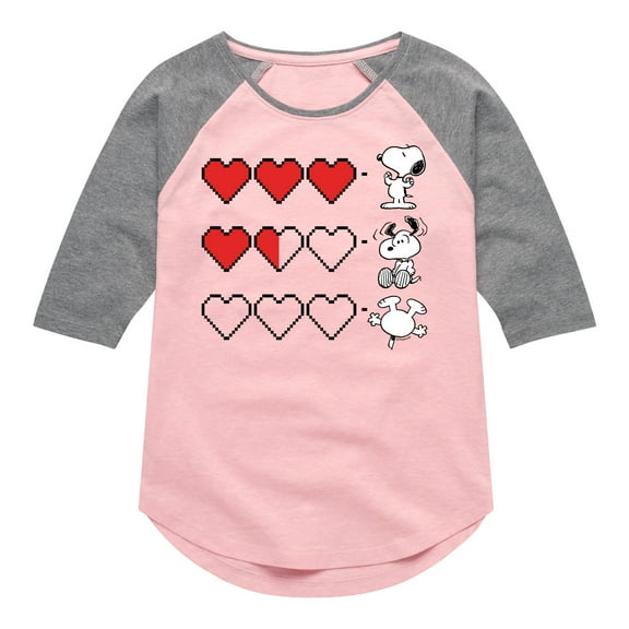 Peanuts - Snoopy Game Hearts - Toddler & Youth Girls Raglan Graphic T-Shirt