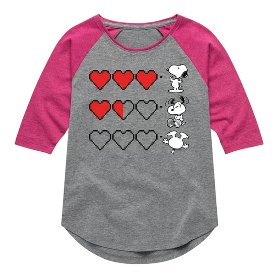 Peanuts - Snoopy Game Hearts - Toddler & Youth Girls Raglan Graphic T-Shirt