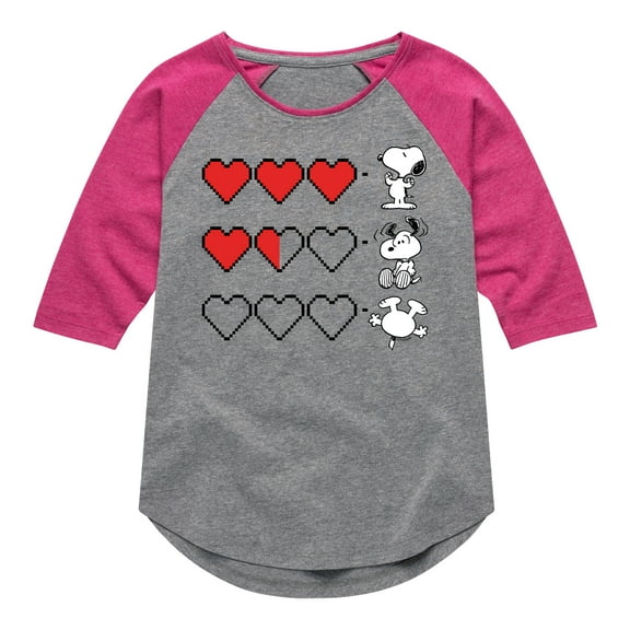Peanuts - Snoopy Game Hearts - Toddler & Youth Girls Raglan Graphic T-Shirt