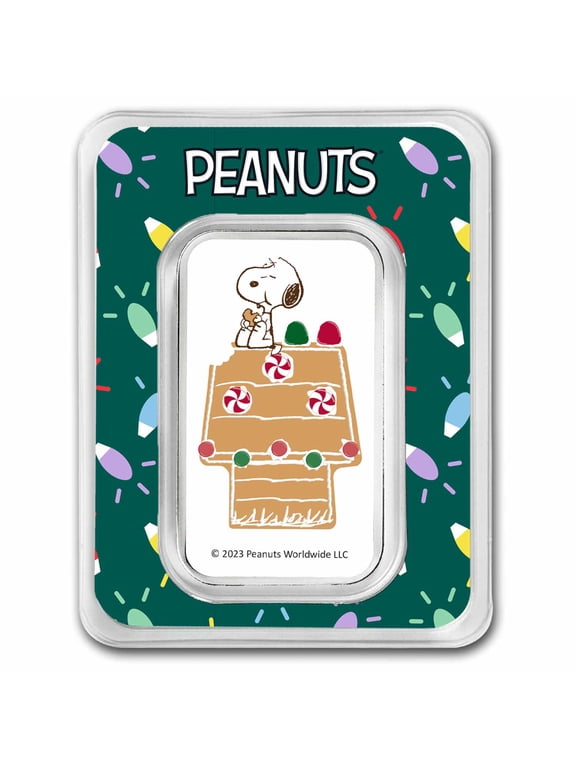 Snoopy Gingerbread House 1 oz Colorized Silver Bar