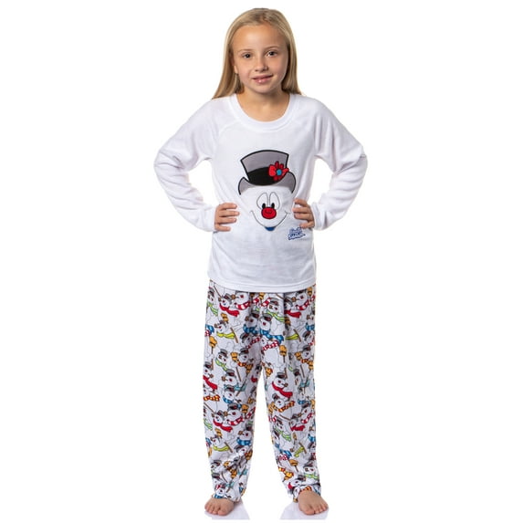 Peanuts Snoopy Girl's Christmas Sweater Sleep Tossed Print Pajama Pants For Kids