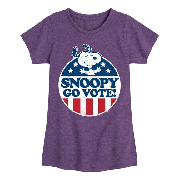 Peanuts - Snoopy Go Vote - Toddler & Youth Girls Short Sleeve Graphic T-Shirt