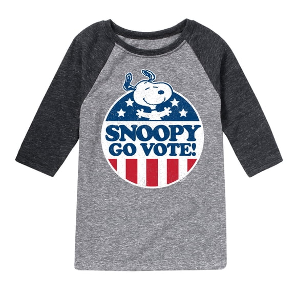 Peanuts - Snoopy Go Vote - Toddler & Youth Raglan Graphic T-Shirt