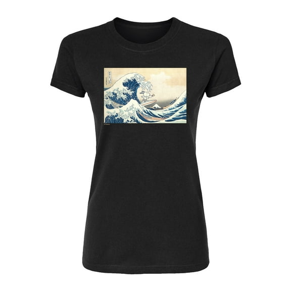 Peanuts - Snoopy Great Wave - Juniors Fitted Graphic T-Shirt