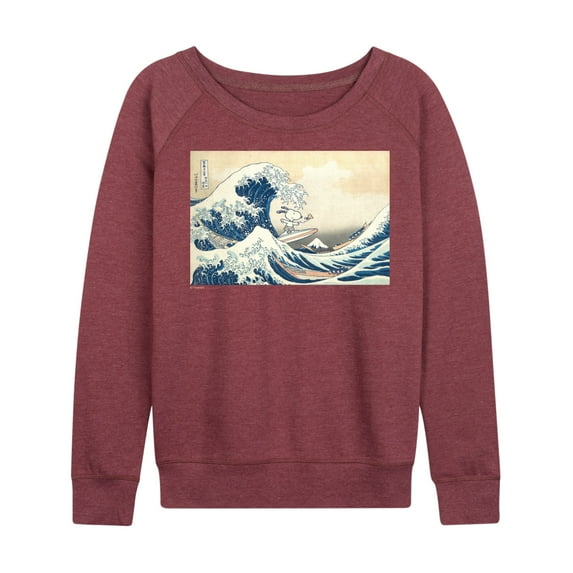 Peanuts - Snoopy Great Wave - Women's French Terry Long Sleeve T-Shirt