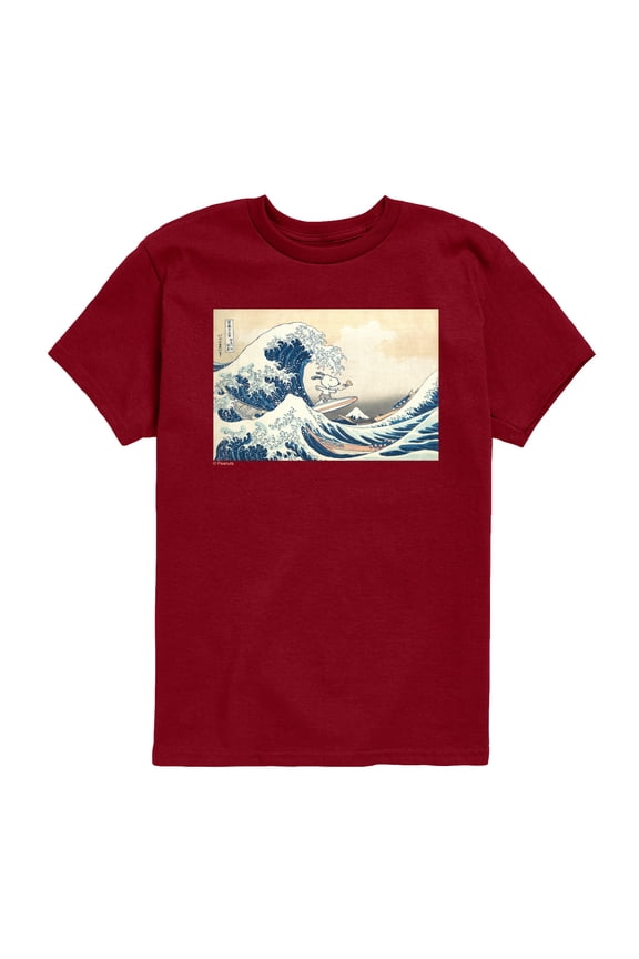 - Snoopy Great Wave - Youth Boys Short Sleeve Graphic T-Shirt