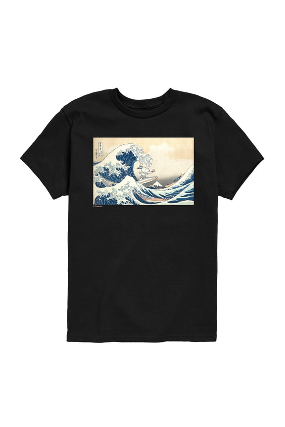 - Snoopy Great Wave - Youth Boys Short Sleeve Graphic T-Shirt