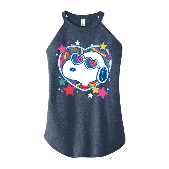 Peanuts - Snoopy Groovy Heart - Juniors High Neck Tank Top