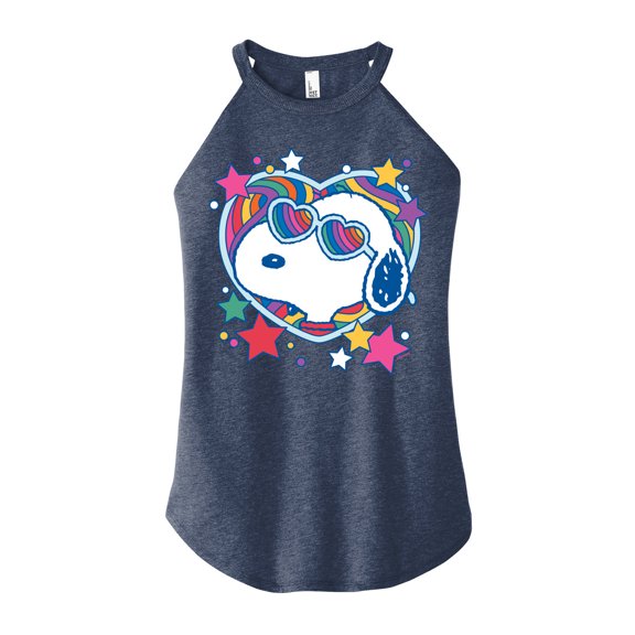 Peanuts - Snoopy Groovy Heart - Juniors High Neck Tank Top