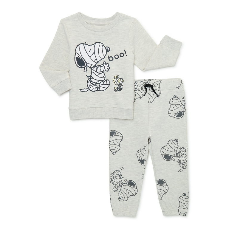 Peanuts Set, Boy and Snoopy Halloween Sizes 12M-5T Baby 2-Piece, and Toddler Unisex Girl Outfit