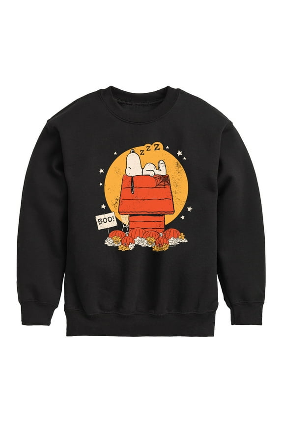 - Snoopy Halloween Dog House - Toddler & Youth Crewneck Fleece Sweatshirt