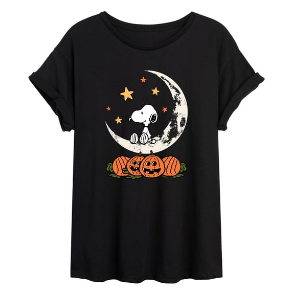 Peanuts - Snoopy Halloween Moon - Juniors Oversized Graphic T-Shirt