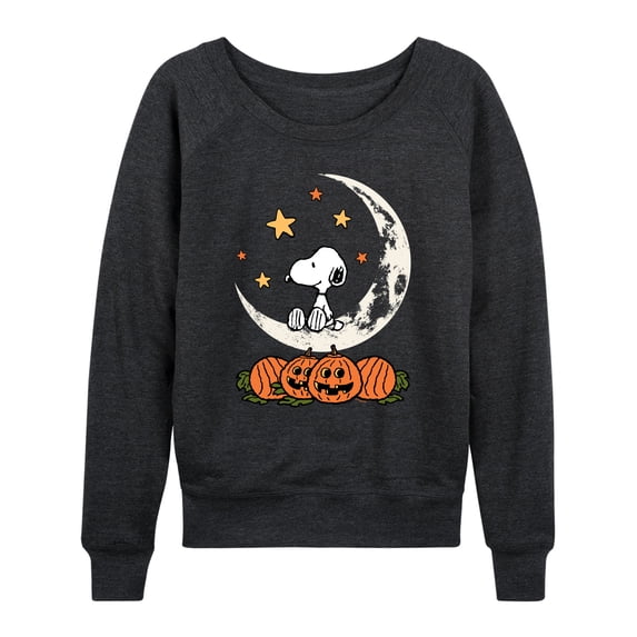 Peanuts - Snoopy Halloween Moon - Women's French Terry Long Sleeve Pullover