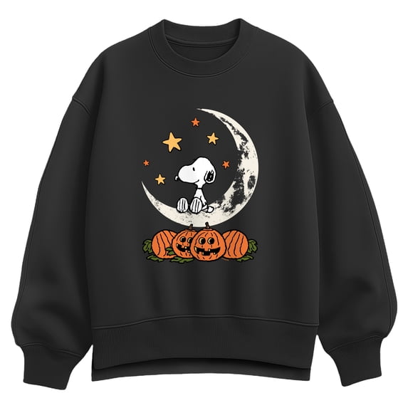 Peanuts - Snoopy Halloween Moon Oversized Fleece Crew Sweatshirt