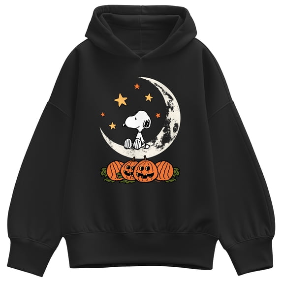 Peanuts - Snoopy Halloween Moon - Women's Oversized Fleece Hoodie Sweatshirt