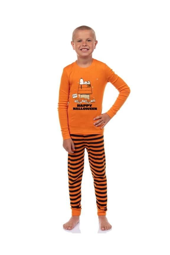 Peanuts Snoopy Halloween Pumpkin Patch 2 Piece Long Sleeve Pajama Set