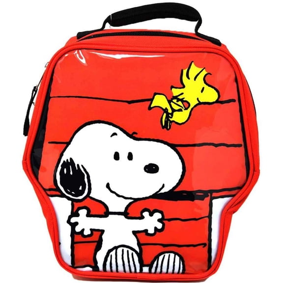 Fast Forward Kids Insulated Lunch Bag with Handle, Peanuts Snoopy Head Shaped Rectangle Lunch Bag Design