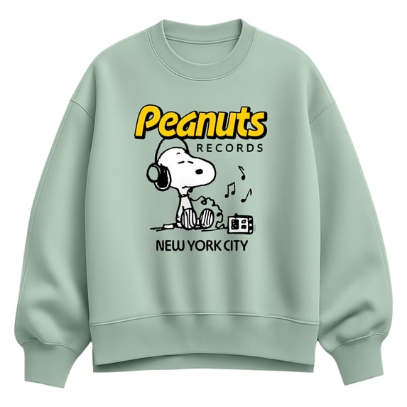 Peanuts - Snoopy Headphones - Women's Oversized Fleece Crew Sweatshirt