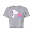 thumbnail image 1 of Peanuts - Snoopy Heart Cupcake - Juniors Cropped Cotton Blend T-Shirt, 1 of 6