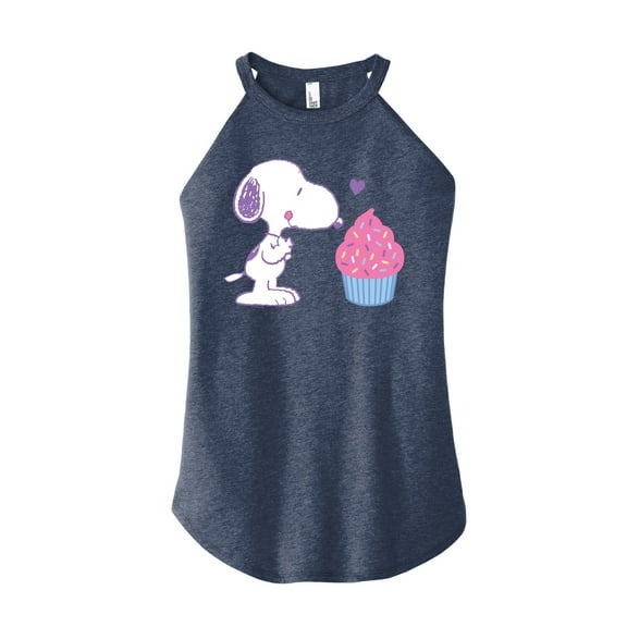 Peanuts - Snoopy Heart Cupcake - Juniors High Neck Tank Top