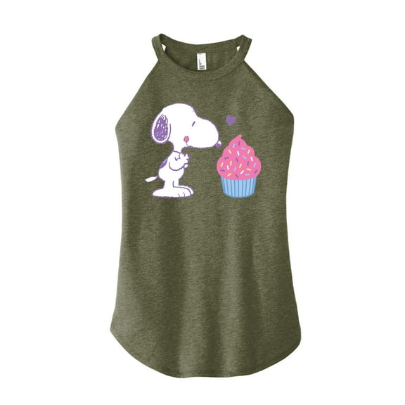 Peanuts - Snoopy Heart Cupcake - Juniors High Neck Tank Top
