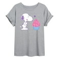 thumbnail image 1 of Peanuts - Snoopy Heart Cupcake - Juniors Ideal Flowy Muscle T-Shirt, 1 of 6