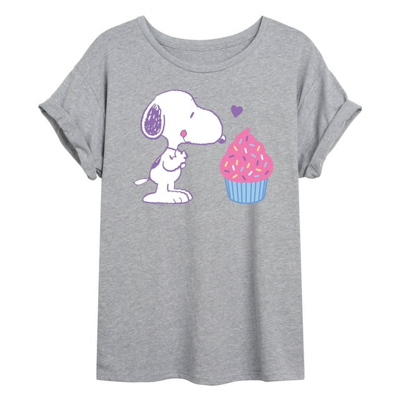 Peanuts - Snoopy Heart Cupcake - Women's Oversized T-Shirt