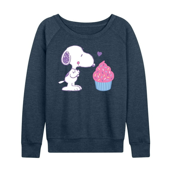 Peanuts - Snoopy Heart Cupcake - Women's Lightweight French Terry Long Sleeve Shirt
