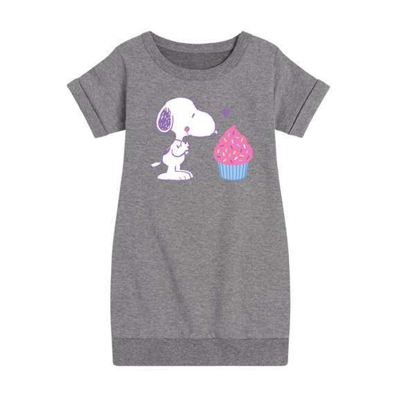 Peanuts - Snoopy Heart Cupcake - Youth Girls Fleece Dress